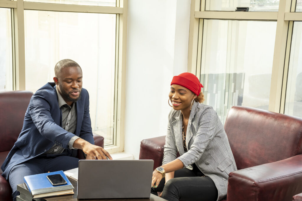 A manager conducting career mentorship with his team member.