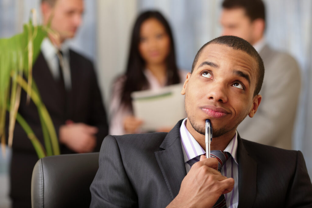A professional thinking about career opportunities.