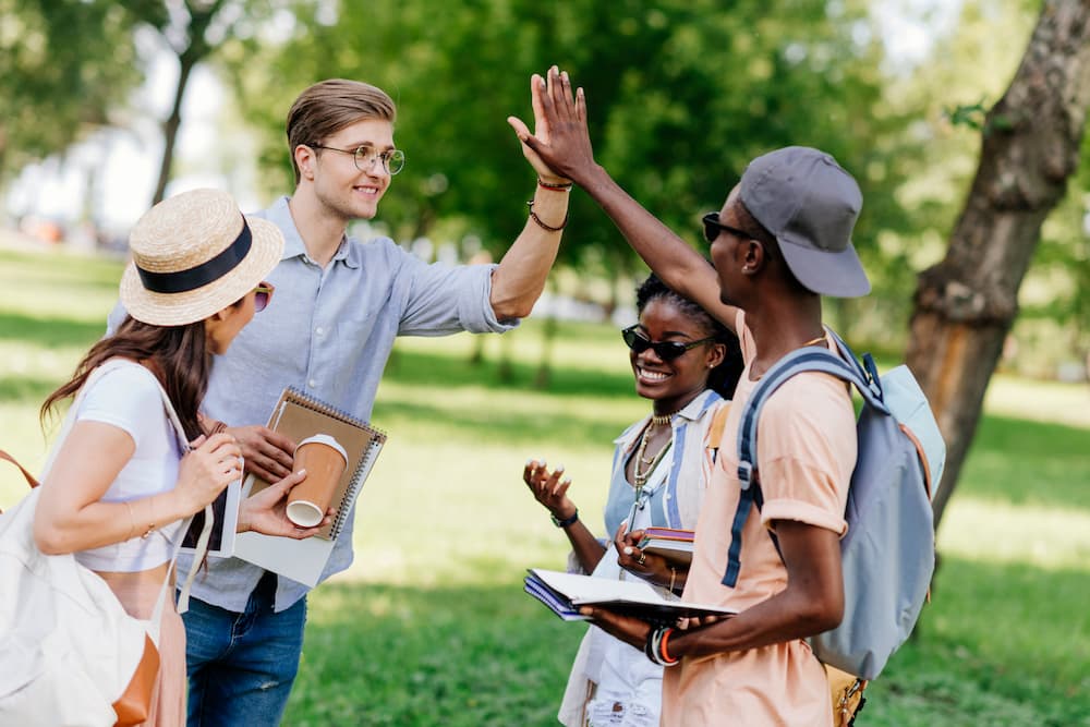 A sales rep using outreach strategies in talking to his customers.